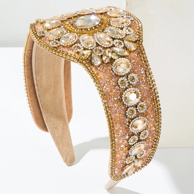 Women's Elegant Vintage Style Luxurious Round Alloy Cloth Glass Inlay Glass Hair Band