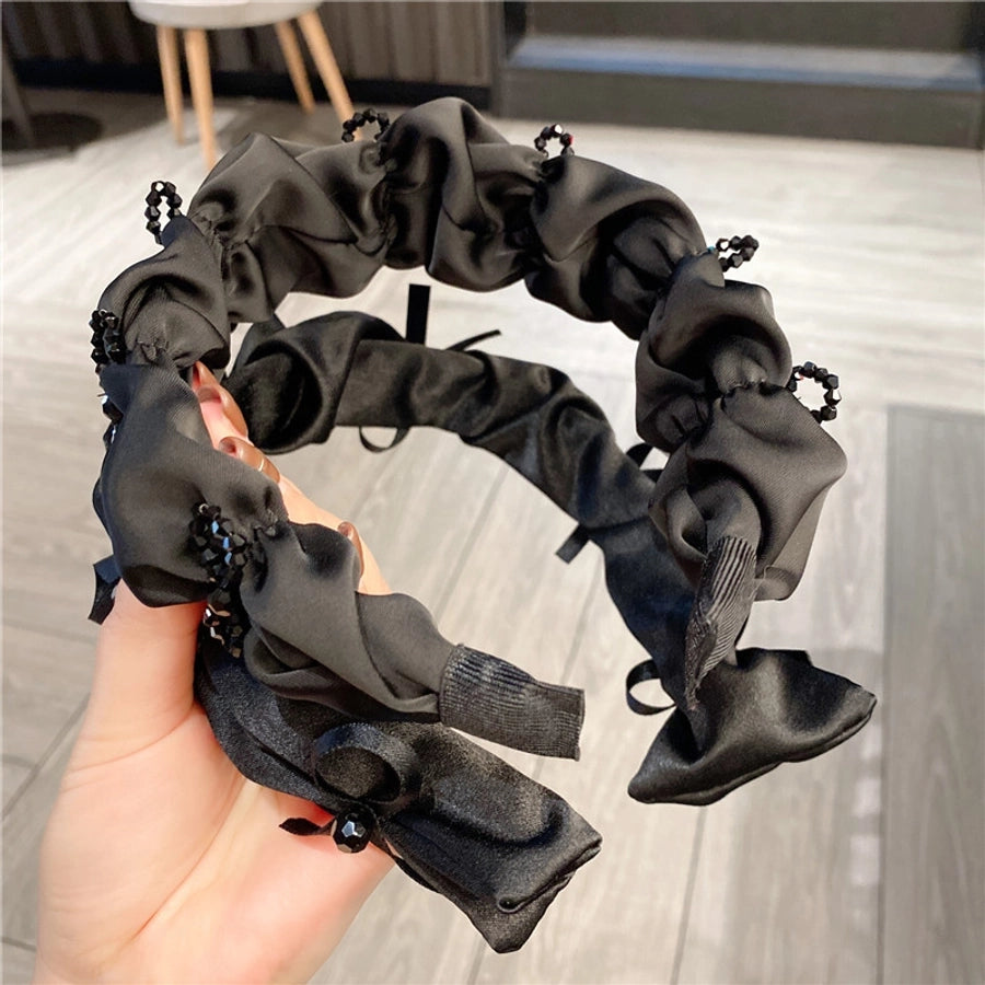 women's elegant simple style bow knot artificial crystal cloth hair band