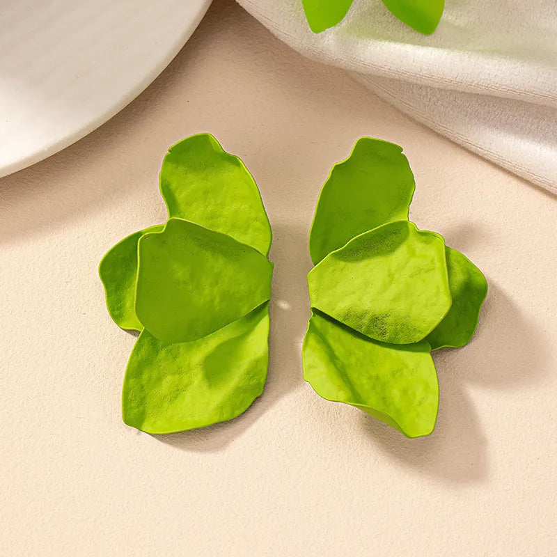 1 Pair Sweet Korean Style Flower Plating Alloy Drop Earrings