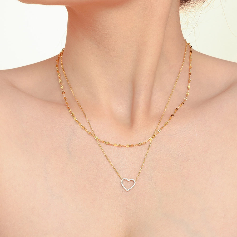 Jewelry Elegant Luxurious Vacation Heart Shape Titanium Steel 18K Gold Plated Plating Jewelry Set