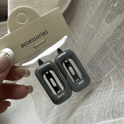 Personalized Girl Color Plastic Hairpin Advanced Design Sense Side Clip Hairpin a Pair of Hairclips Square Bang Clip Frog Buckle Bar Shaped Hair Clip Hairpin