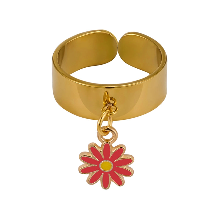 Jewelry Elegant Retro Solid Color 304 Stainless Steel Enamel Open Rings