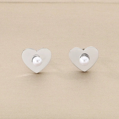 1 Pair Vintage Style Square Heart Shape Hollow Out Inlay 304 Stainless Steel Pearl Zircon 18K Gold Plated Earrings