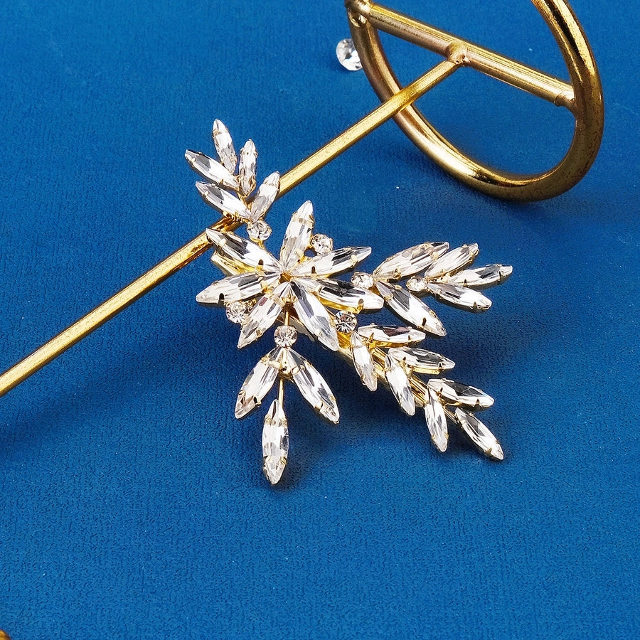 sweet simple style leaf alloy inlay rhinestones hair clip