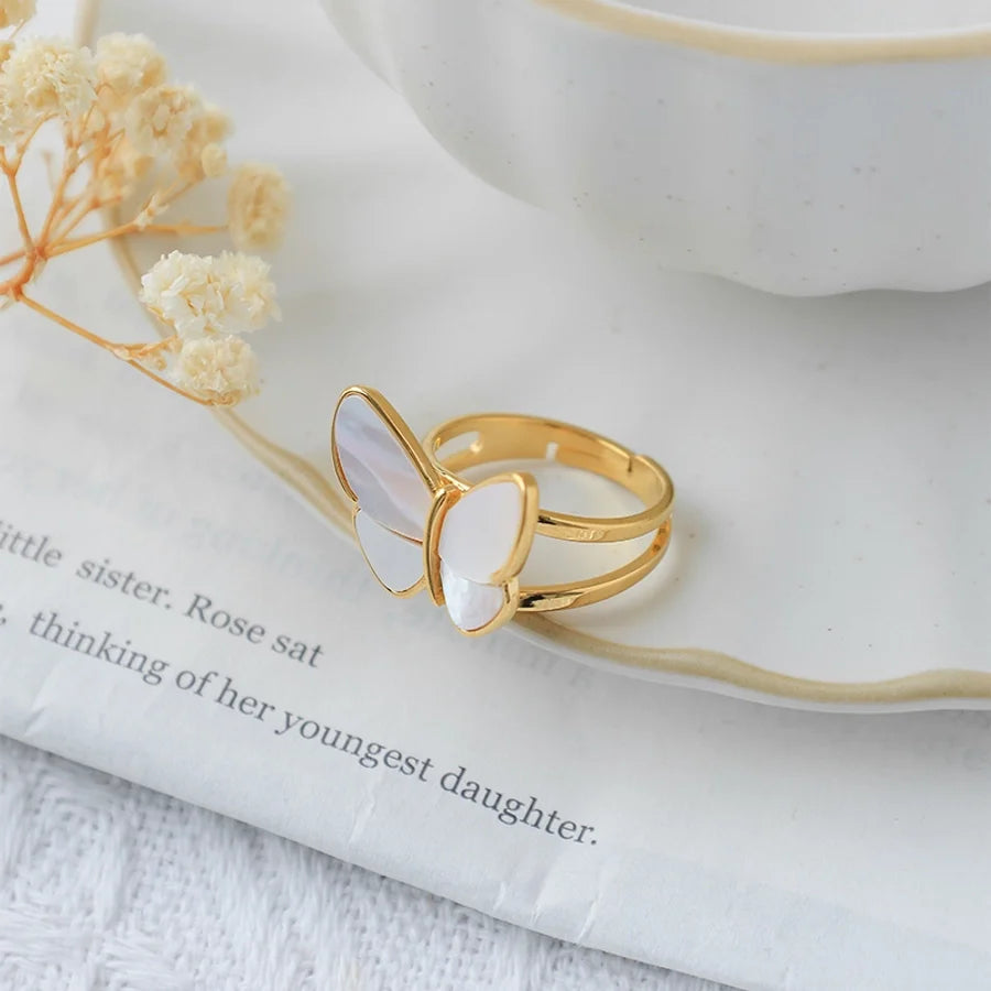 Jewelry Sweet Butterfly 304 Stainless Steel 14K Gold Plated Plating Rings