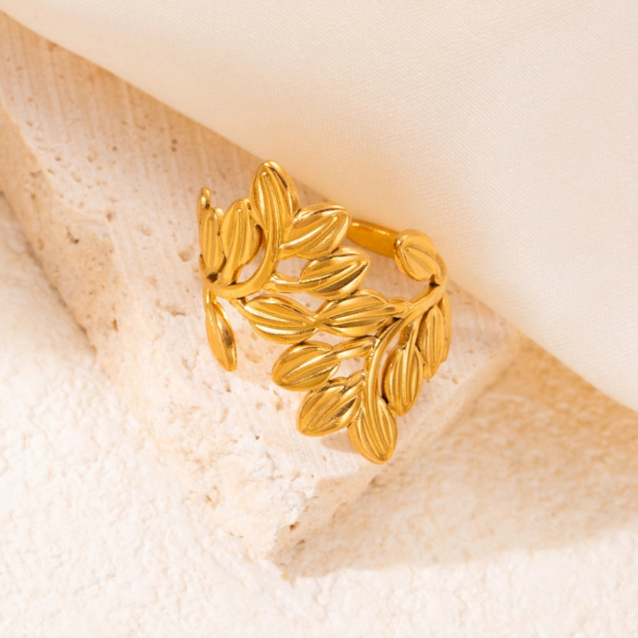 Jewelry Elegant Leaf Heart Shape Flower Titanium Steel Open Rings