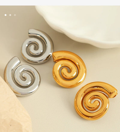1 Pair Casual Retro Classic Style Swirl Pattern Polishing Plating 304 Stainless Steel 18K Gold Plated Ear Studs
