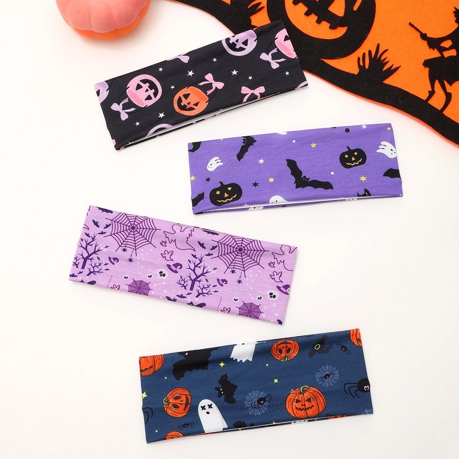 Women's Cute Funny Pumpkin Cartoon Character Spider Cloth Printing Hair Tie