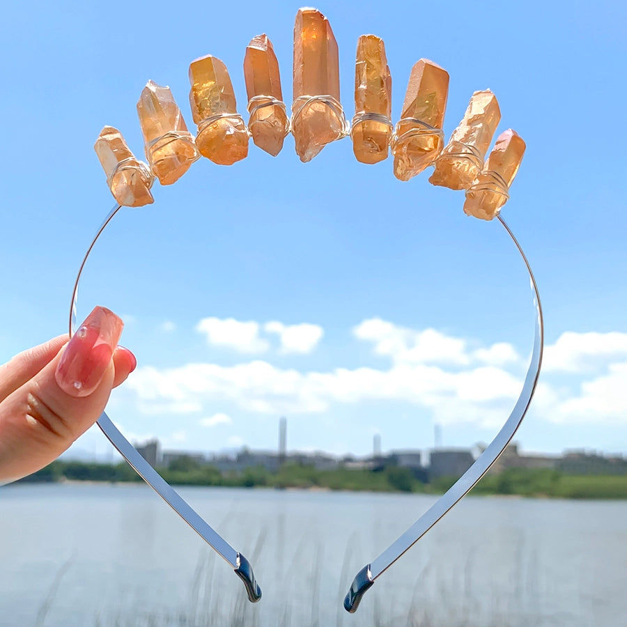 Women's Luxurious Wedding Bridal Irregular Alloy Knitting Natural Stone Hair Band