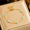 Modern Style Classic Style Devil's Eye Eye 304 Stainless Steel Turquoise Bracelets In Bulk