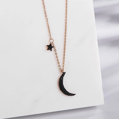 Jewelry Vintage Style Simple Style Star Moon 304 Stainless Steel Gold Plated Star Pendant Necklace