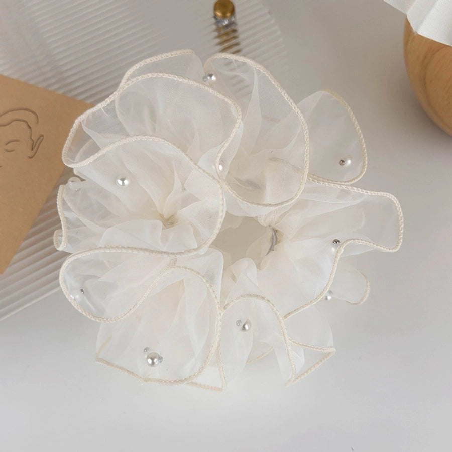 Women's Casual Simple Style Geometric Imitation Pearl Gauze Hair Tie