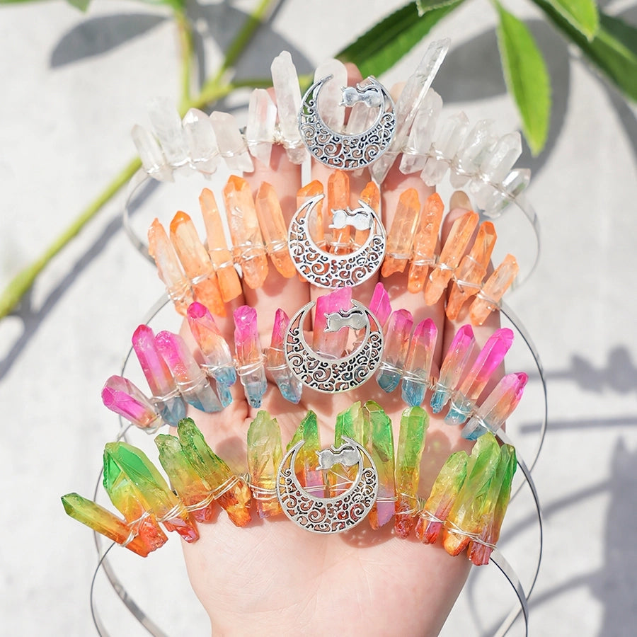 Women's Glam Vacation Classic Style Irregular Moon Alloy natural stone Knitting Hair Band