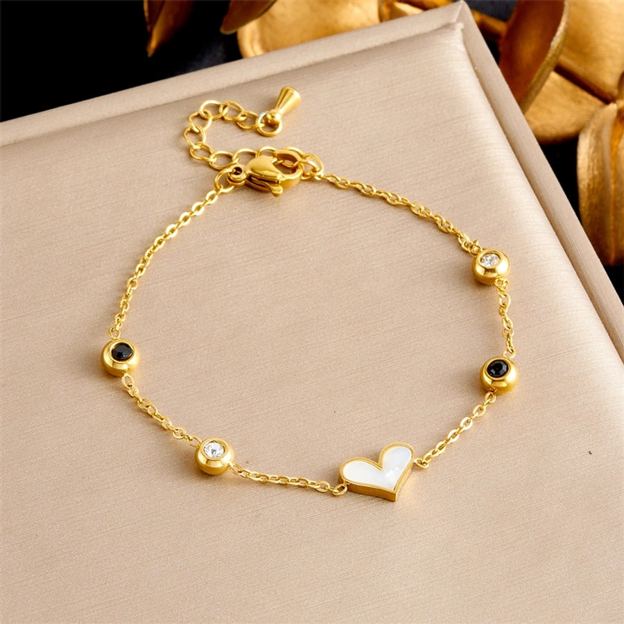 Vintage Style Simple Style Heart Shape 304 Stainless Steel Bracelets In Bulk