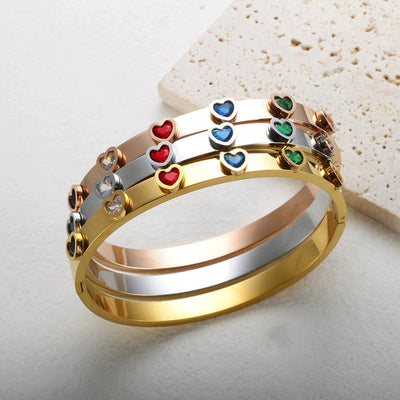 Elegant Heart Shape Titanium Steel Bangle In Bulk