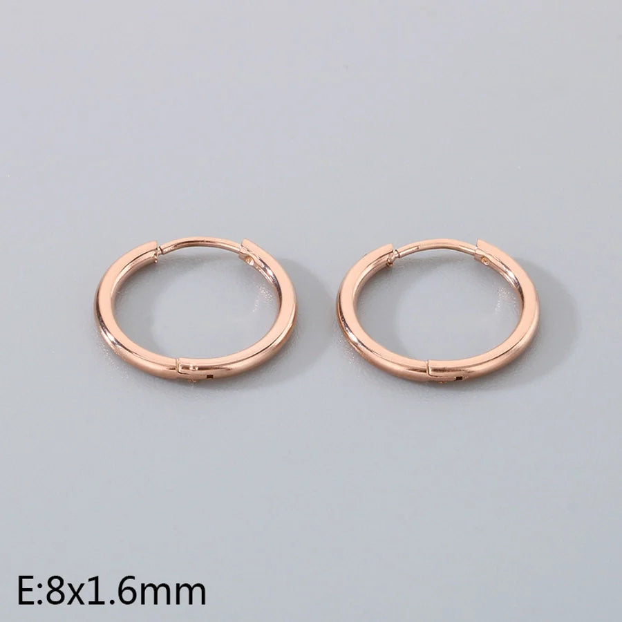 1 Pair Simple Style Round 304 Stainless Steel 18K Gold Plated Earrings