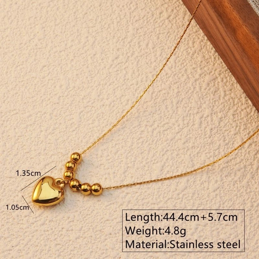 Jewelry Basic Sweet Classic Style Heart Shape 304 Stainless Steel 18K Gold Plated Plating Pendant Necklace