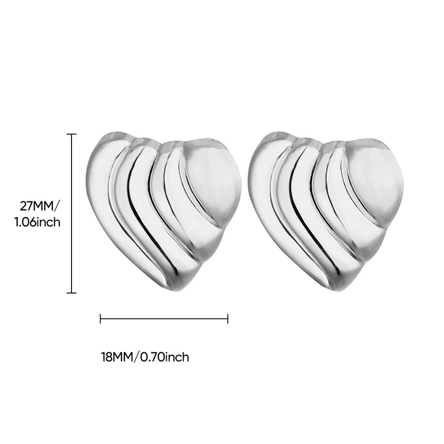 1 Pair Vintage Style Heart Shape 304 Stainless Steel 18K Gold Plated Ear Studs