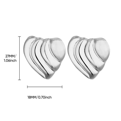 1 Pair Vintage Style Heart Shape 304 Stainless Steel 18K Gold Plated Ear Studs