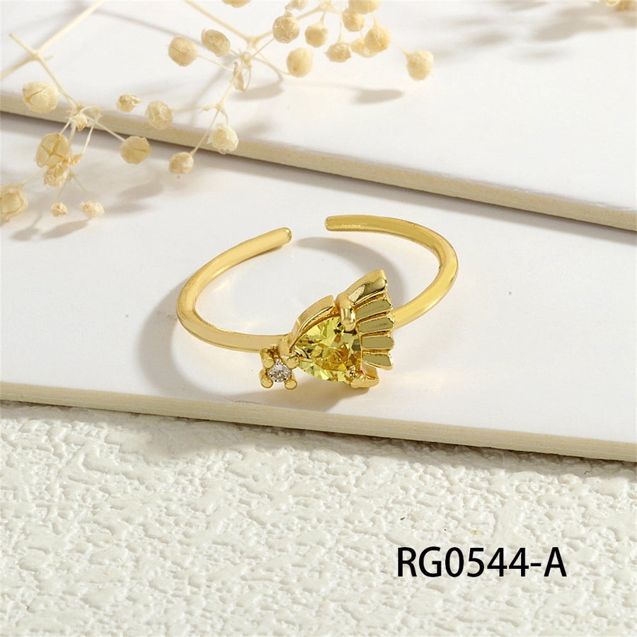 Copper Inlay Hippocampus Crab Fish Zircon Open Rings