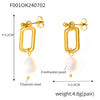 1 Pair Elegant French Style Quadrilateral Oval Plating 304 Stainless Steel Freshwater Pearl 18K Gold Plated Drop Earrings