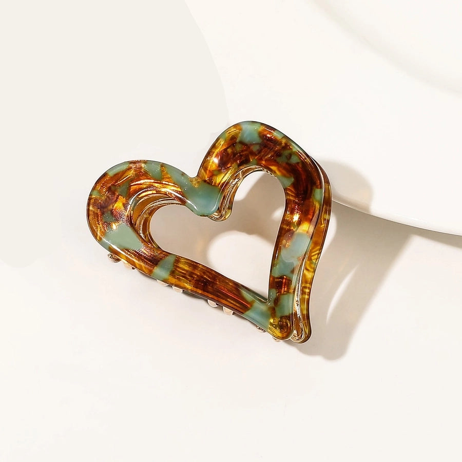 Women's Handmade Sweet Heart Shape Alloy Acetic acid sheets Heart Hair Claws