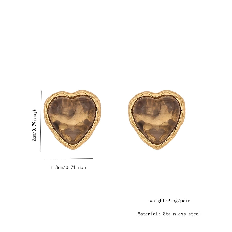 1 Pair Simple Style Commute Heart Shape Inlay 304 Stainless Steel Gem 18K Gold Plated Ear Studs
