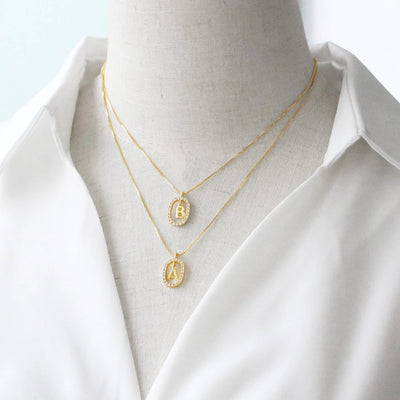 Jewelry Modern Style Simple Style letter 201 Stainless Steel Copper Zircon 18K Gold Plated Inlay Pendant Necklace