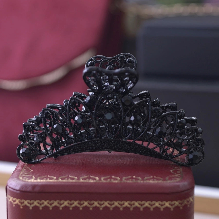 retro waves metal inlay rhinestones hair claws