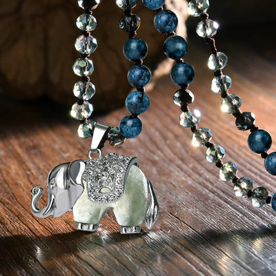 Casual Simple Style Streetwear Elephant Alloy natural stone Pendant Necklace In Bulk