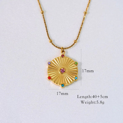 Jewelry Casual Simple Style Streetwear Geometric Titanium Steel Zircon Inlay Pendant Necklace