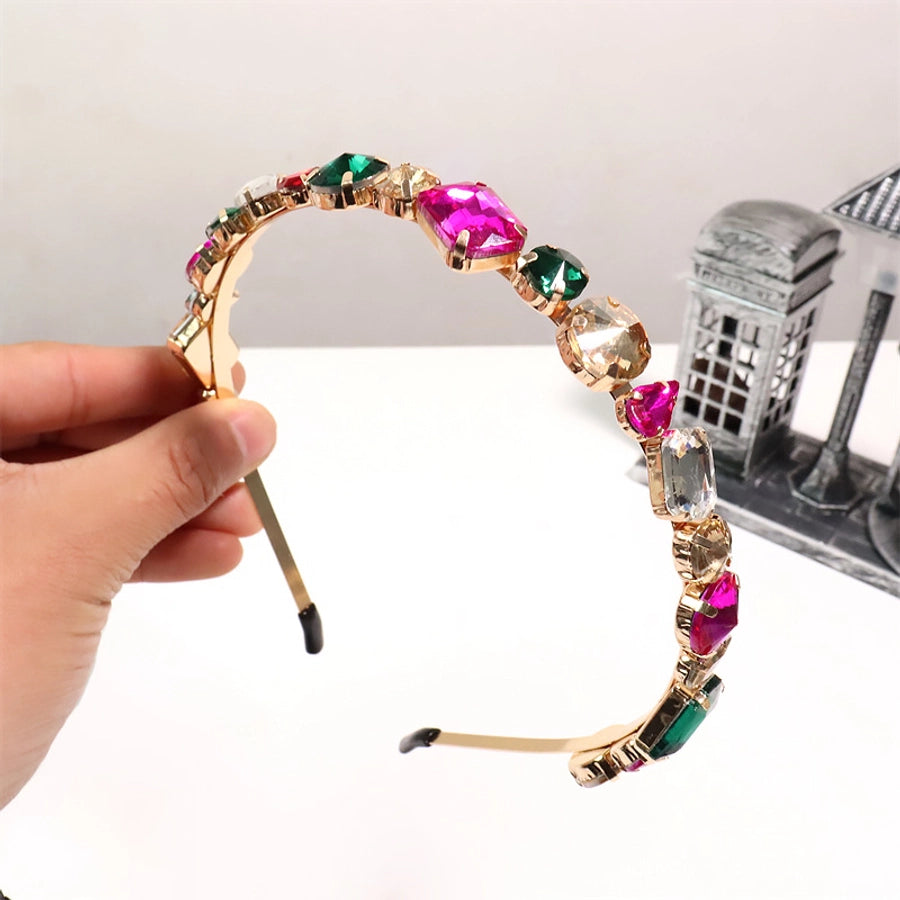 lady streetwear geometric alloy plating inlay rhinestones hair band