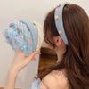 fashion plaid cloth handmade artificial pearls rhinestones hair band 1 piece