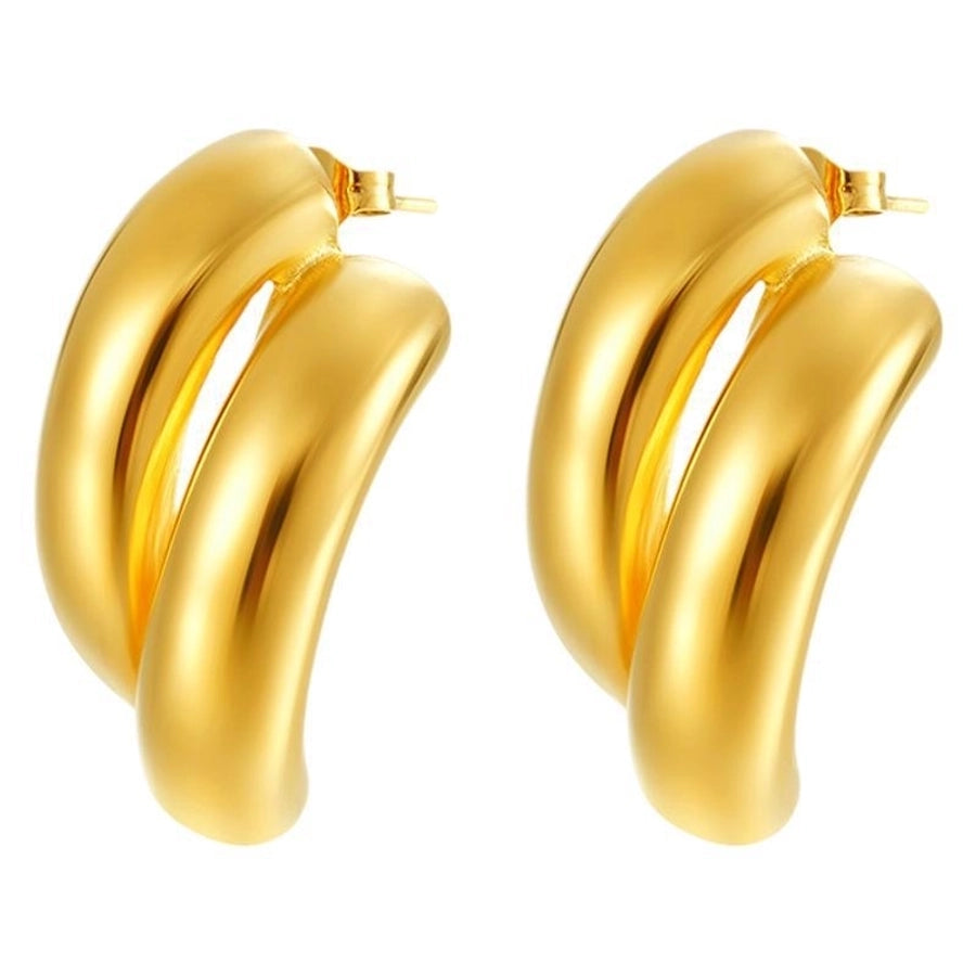 1 Pair IG Style Exaggerated Geometric Solid Color Plating 304 Stainless Steel 18K Gold Plated Ear Studs