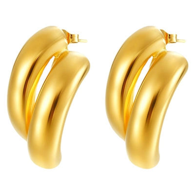 1 Pair IG Style Exaggerated Geometric Solid Color Plating 304 Stainless Steel 18K Gold Plated Ear Studs