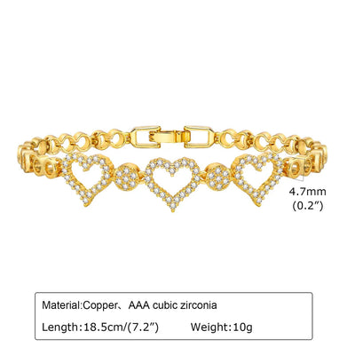 Wholesale Jewelry Vintage Style Classic Style Geometric Copper Zircon Bracelets Love Chain