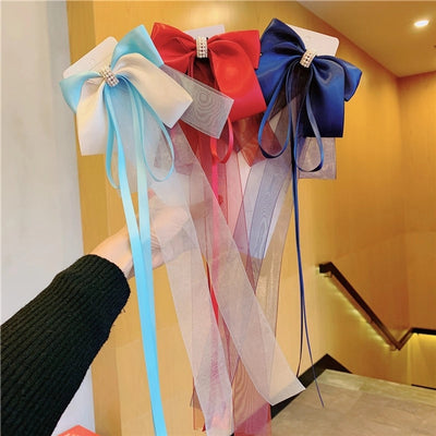 women's casual sweet commute bow knot fabric gauze hair clip