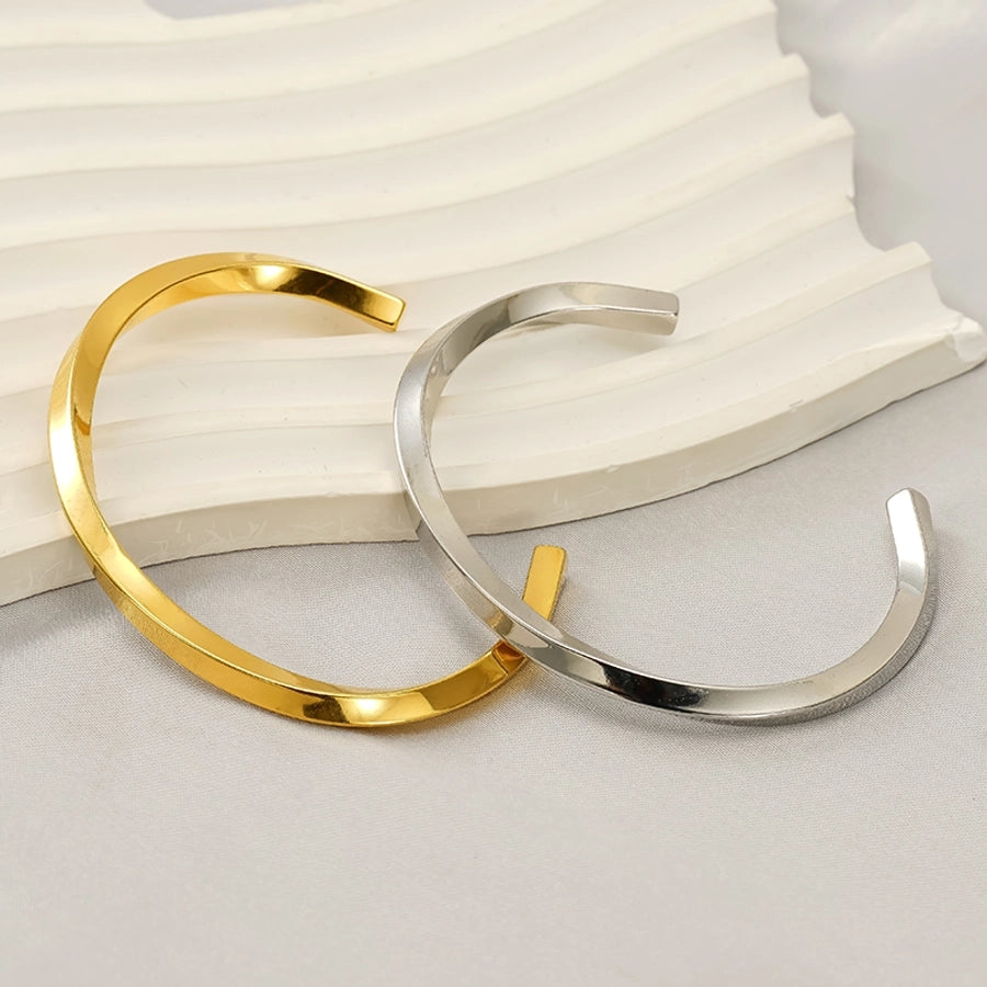 Elegant Romantic Geometric Solid Color 18K Gold Plated 304 Stainless Steel  Bangle