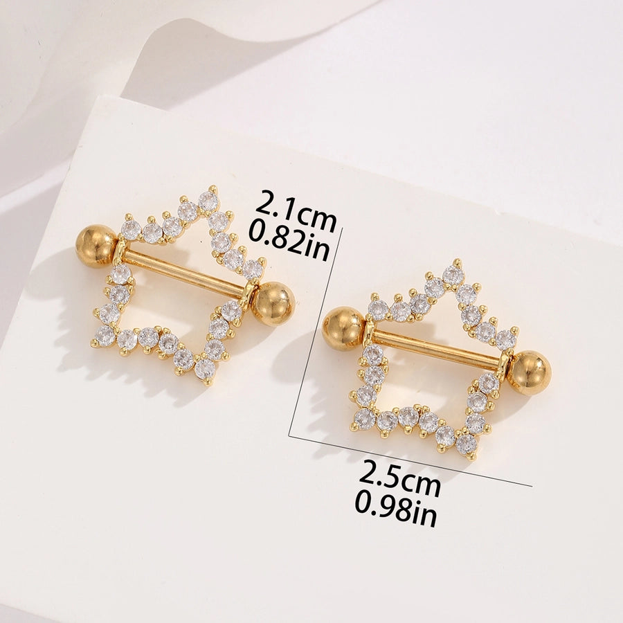 Ear Cartilage Rings & Studs Y2K Modern Style Pentagram 304 Stainless Steel Inlay Zircon Ear Cartilage Rings & Studs