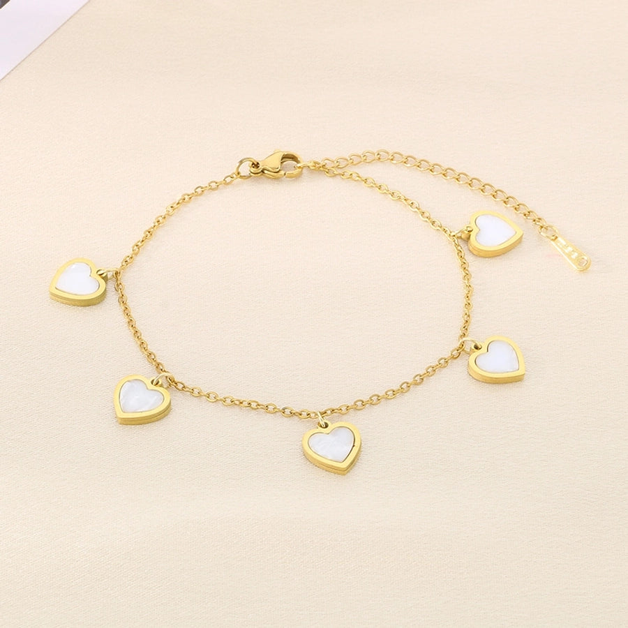 Simple Style Heart Shape 304 Stainless Steel 18K Gold Plated Bracelets In Bulk