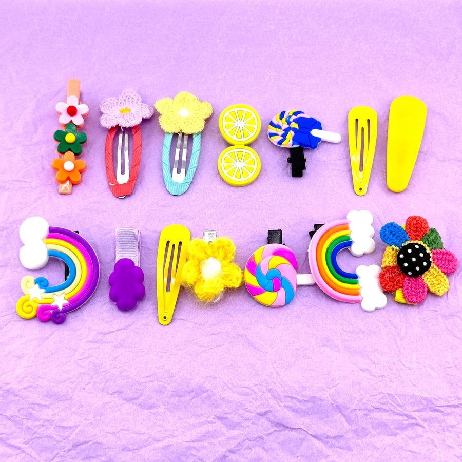 cute sweet fruit heart shape flower alloy plastic rubber hair clip