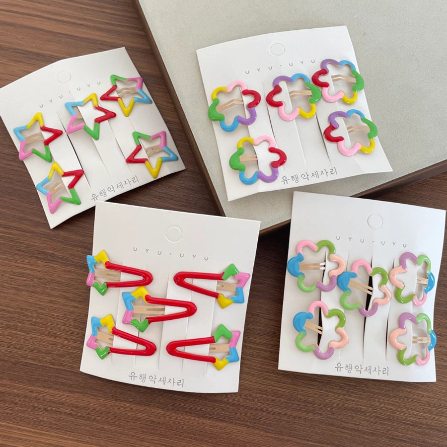 Girl'S Casual Cute Sweet Star Flower Metal Star Flowers Hair Clip