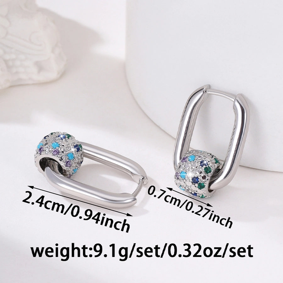 1 Pair Elegant Retro Geometric Copper Zircon 14K Gold Plated Earrings