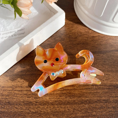 New Cute Cat Acetate Hollow out Grip Sweet Gentle and  Elegant Hair Clip Personalized Hair Accessories Headdress for Women