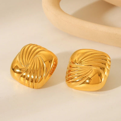 1 Pair Retro Luxurious Geometric Mixed Metal Plating 304 Stainless Steel 18K Gold Plated Ear Studs
