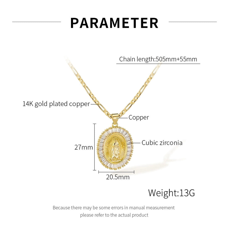 Jewelry French Style Simple Style Geometric Copper 14K Gold Plated Pendant Necklace