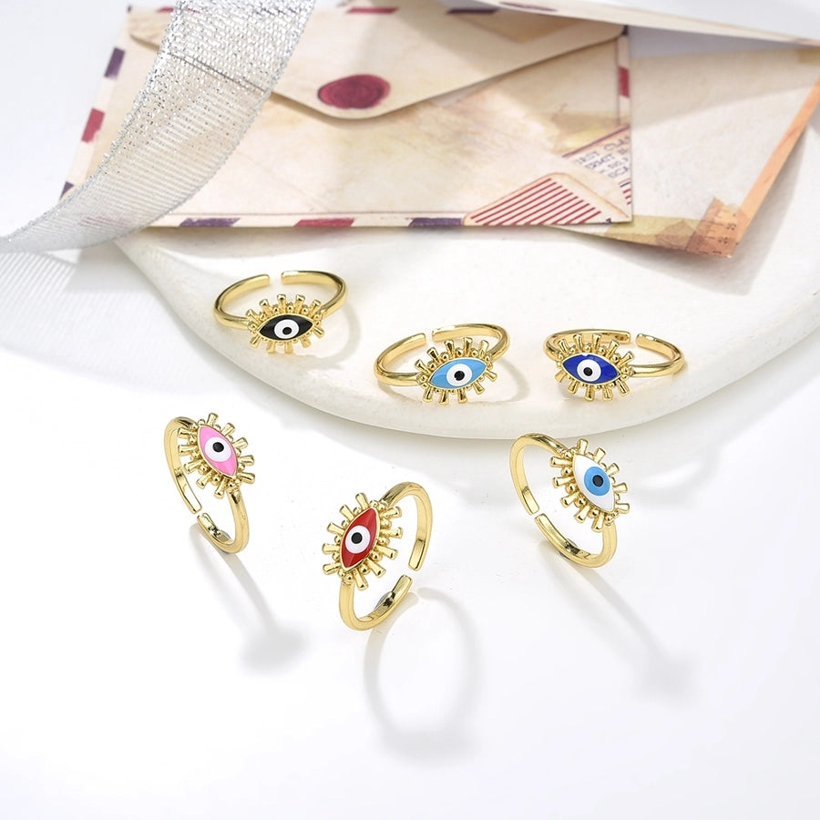 Copper Plating 18K Color Retaining Glossy Oval Eye Opening Ring