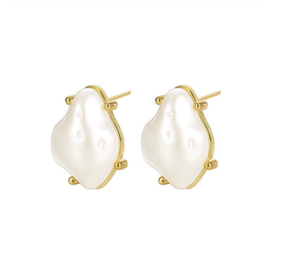 Gao Ding series Baroque special-shaped pearl earrings s925 silver needle temperament elegant personality retro earrings