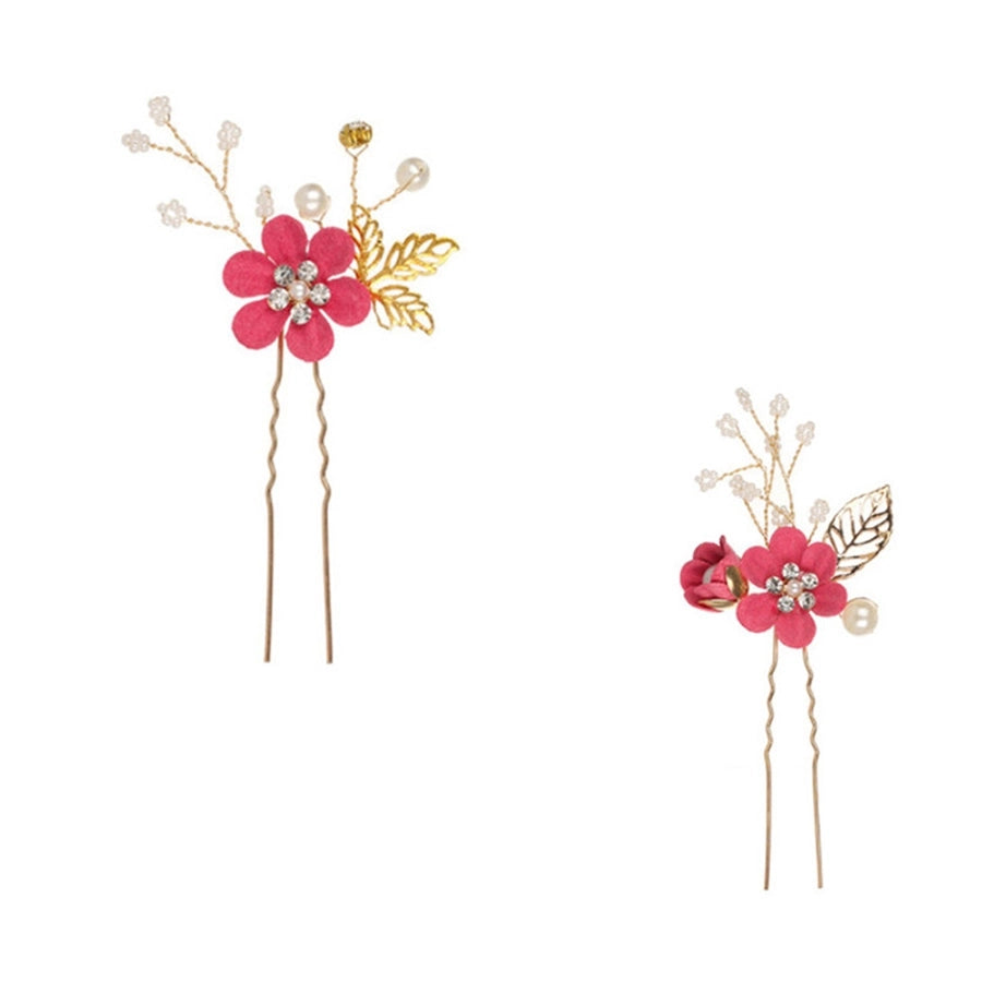 sweet flower alloy cloth hairpin