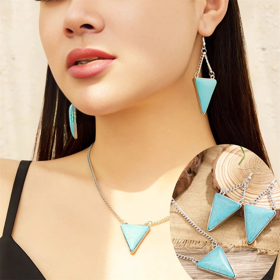 Copper Water Droplets Eye Rhombus Jewelry Set